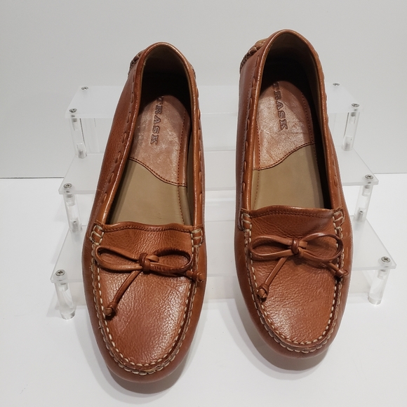 Trask Shoes Hs Trask Hand Sewn Womens Brown Leather Loafer Shoes 1